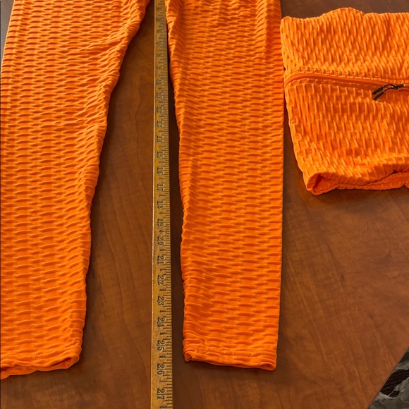 Bright Orange Set Textured Hoodie Jacket Leggings 🧡 - Picture 6 of 12